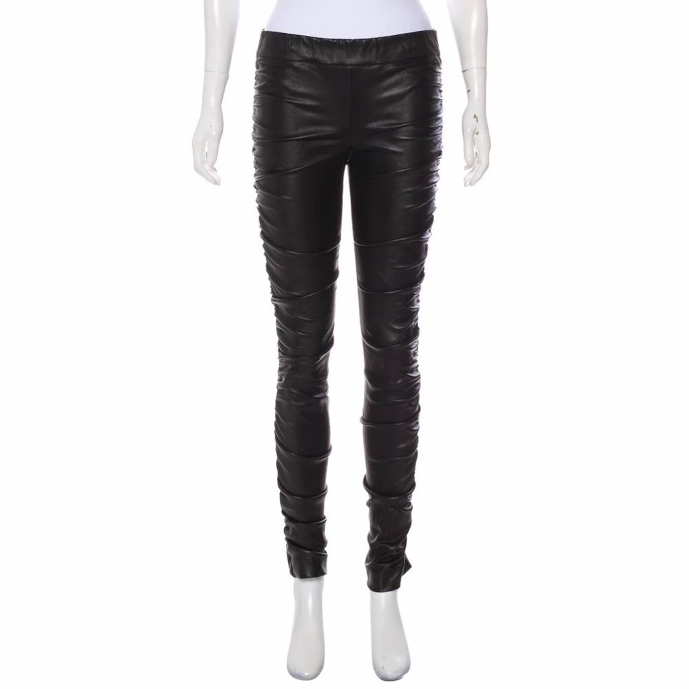 The Row Black Leather Leggings size S